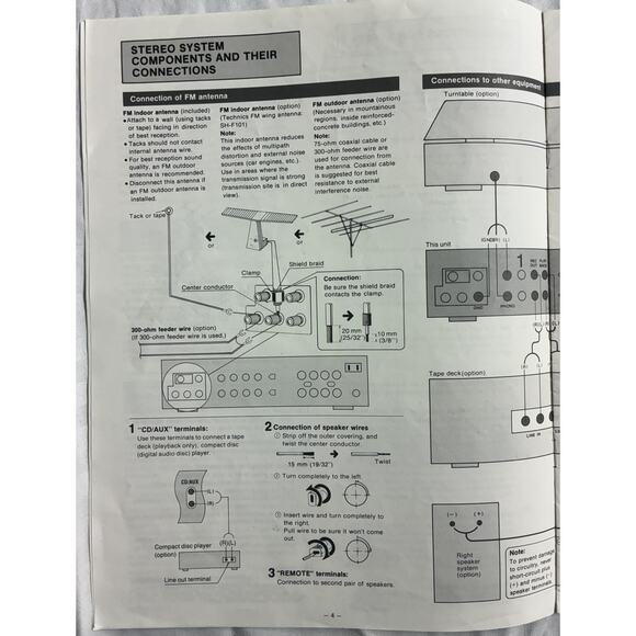 Technics AM/FM Stereo Receiver SA-130 Operating Instructions - Original Manual - Picture 6 of 7